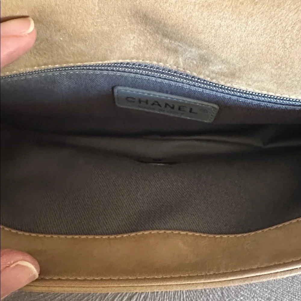 CHANEL Diamond Stitch Flap Leather Shoulder Bag in Tan with Silver Hardware
